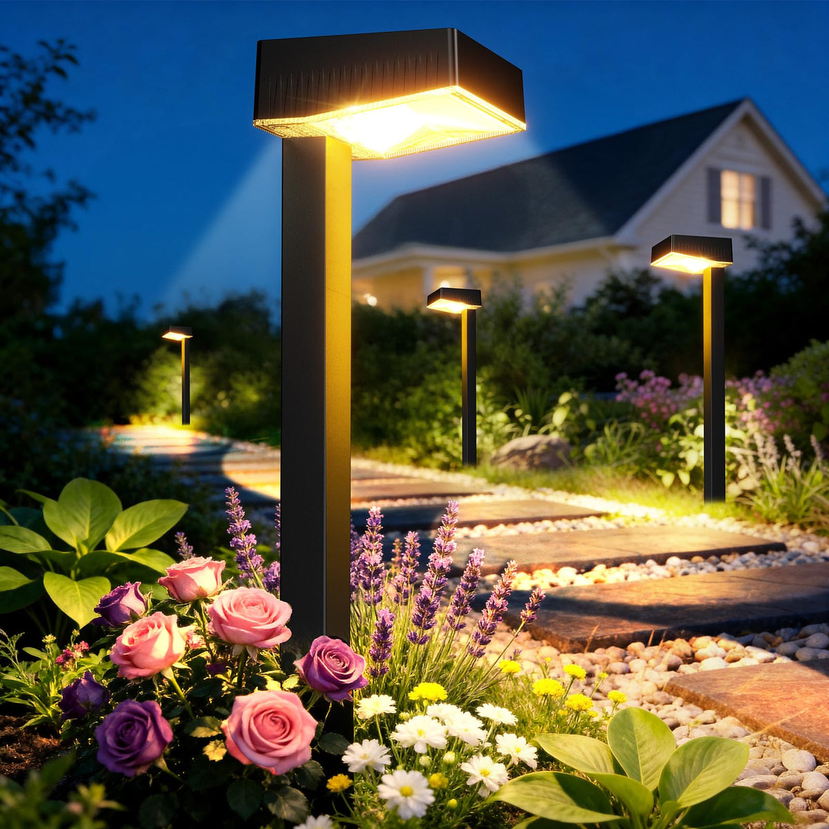 ELECLINK Solar Pathway Lights with LED Lens delivering bright path illumination