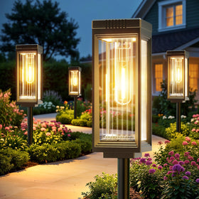 ELECLINK solar pathway lights striped shade for modern outdoor ambiance