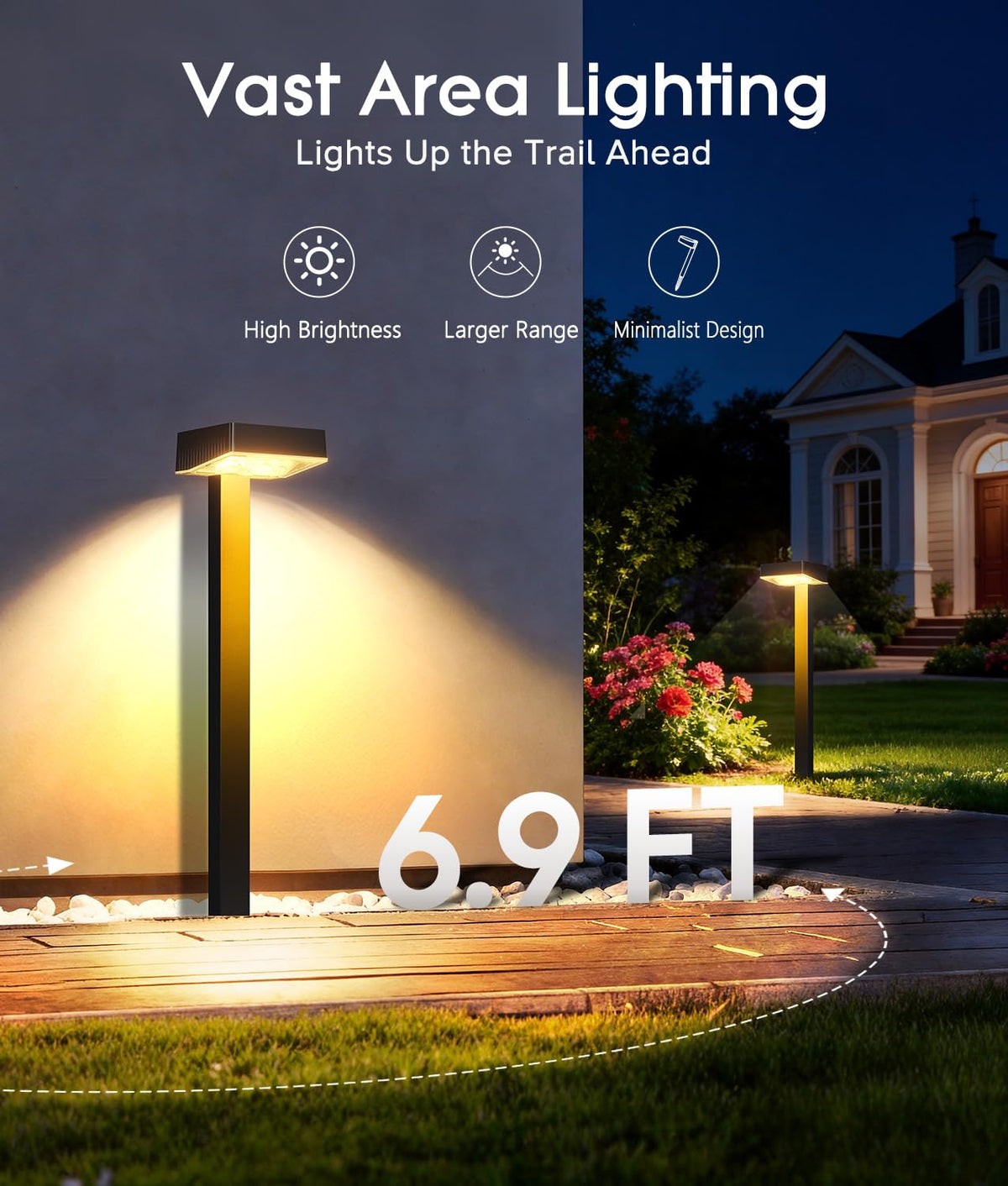 ELECLINK solar lights emit a warm white beam for welcoming driveways
