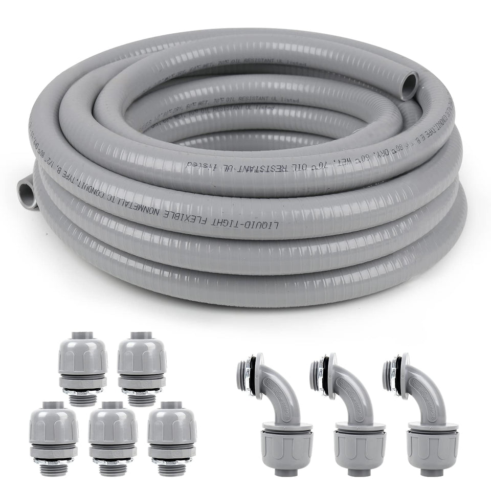 Elecoman 1in liquid-tight conduit kit assembly enables smooth wire pulling.