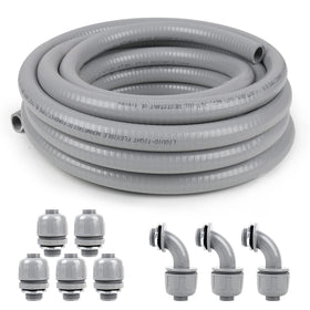 Elecoman 3-4in liquid-tight conduit 50ft with smooth interior eases wire pulling.