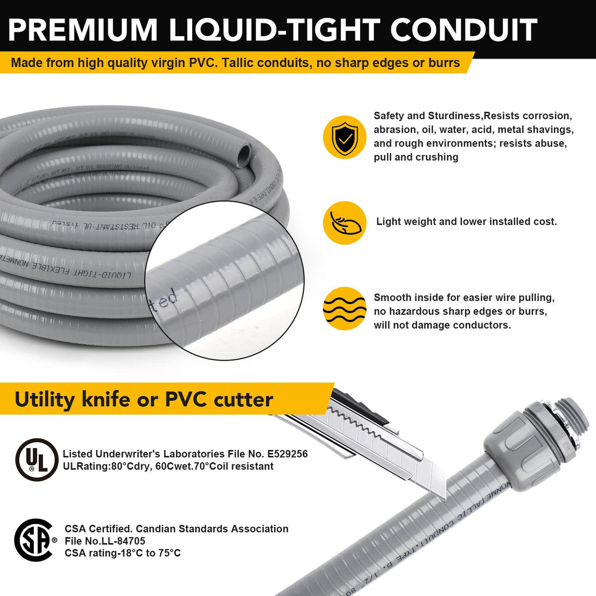 Elecoman three 90-degree fittings enable clean conduit routing.