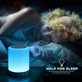 Elecstars Touch Bedside Lamp in color mode, six hues for mood lighting.