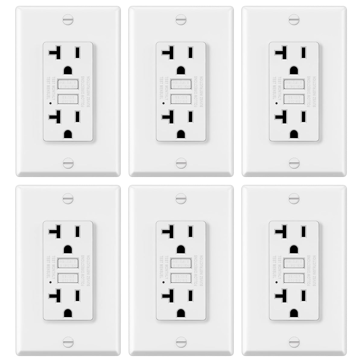 Electeck 6-pack 20A GFCI outlet for safe indoor power