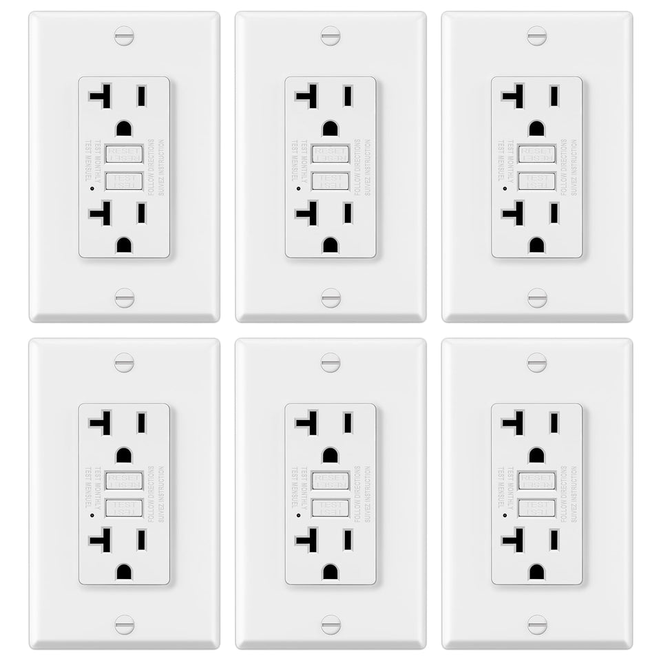 Electeck 6-pack 20A GFCI outlet for safe indoor power