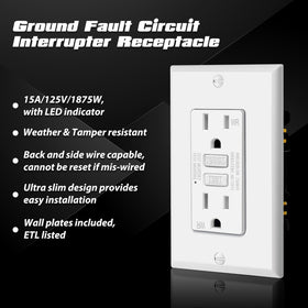 ELECTECK GFCI with LED indicator helps verify power status at a glance.