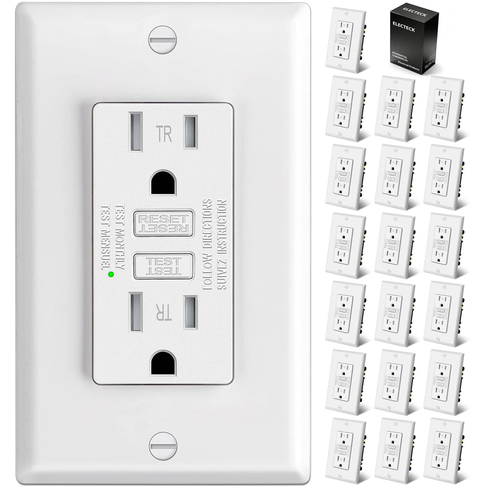 ELECTECK GFCI outlet ultra-slim design fits modern wall boxes and saves space