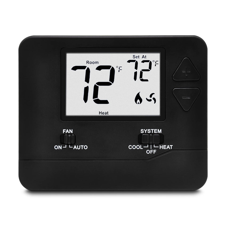 ELECTECK non-programmable thermostat front view for simple operation
