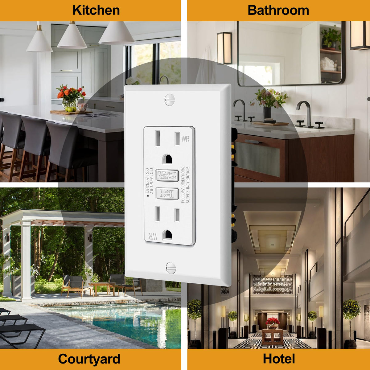 ELECTECK weather-resistant GFCI withstands sun and rain.