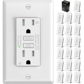 ELECTECK outdoor WR GFCI ultra-slim outlet resists weather for safe exterior power access.