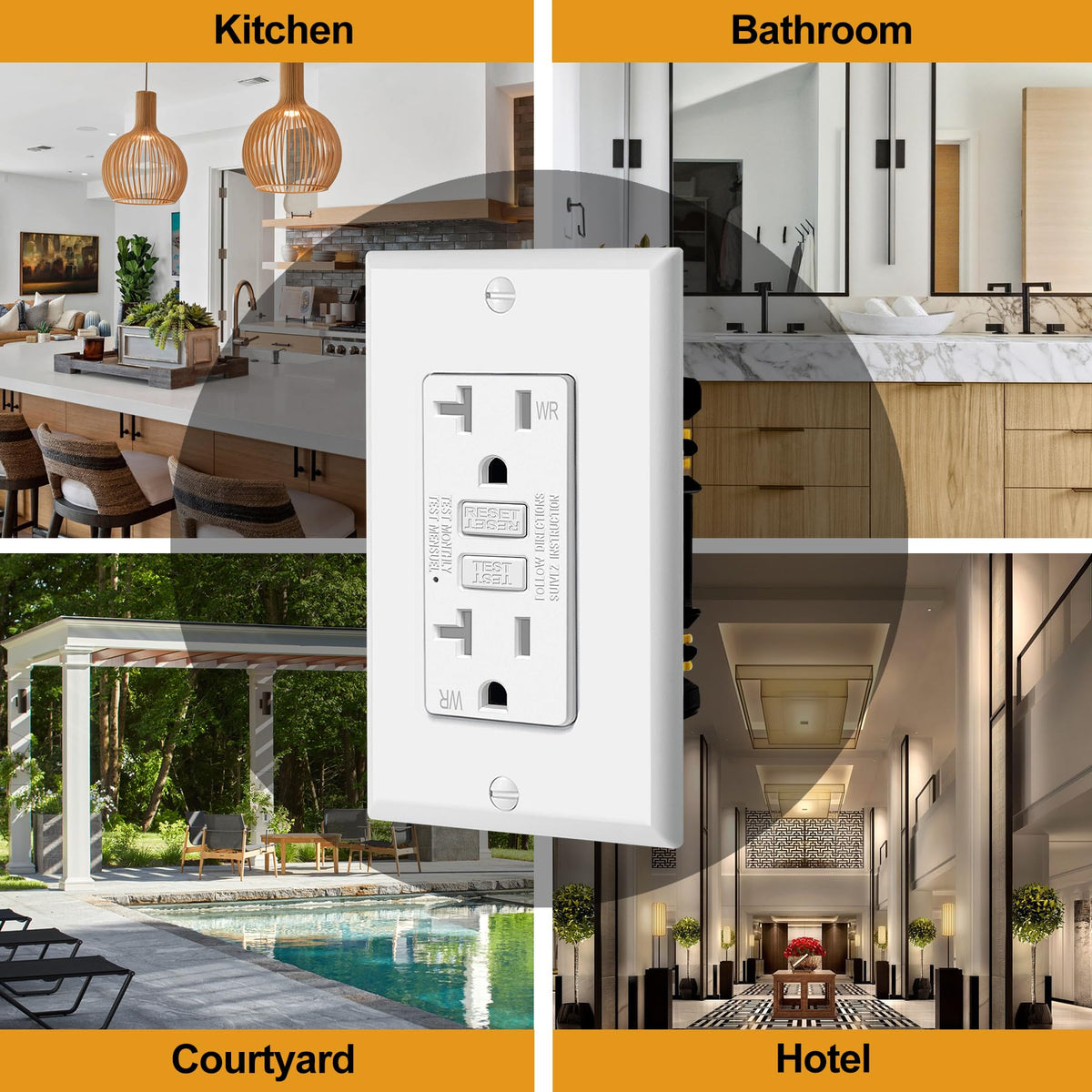 ELECTECK tamper-resistant GFCI receptacle enhances safety in outdoor spaces.