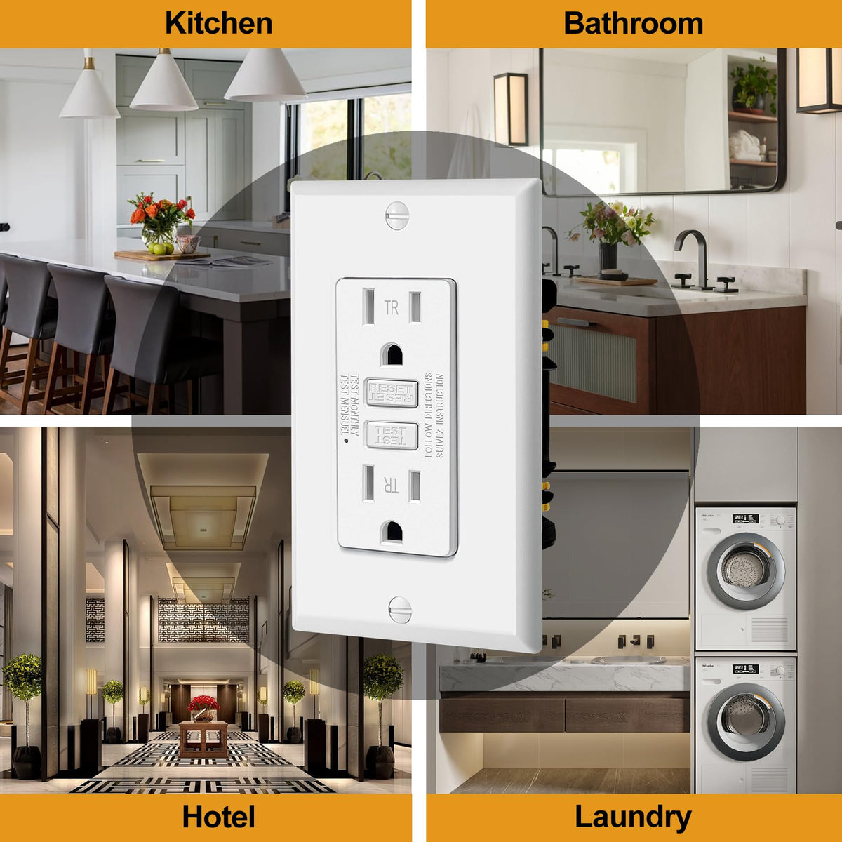 ELECTECK tamper-resistant GFCI outlet with shutters for safer use
