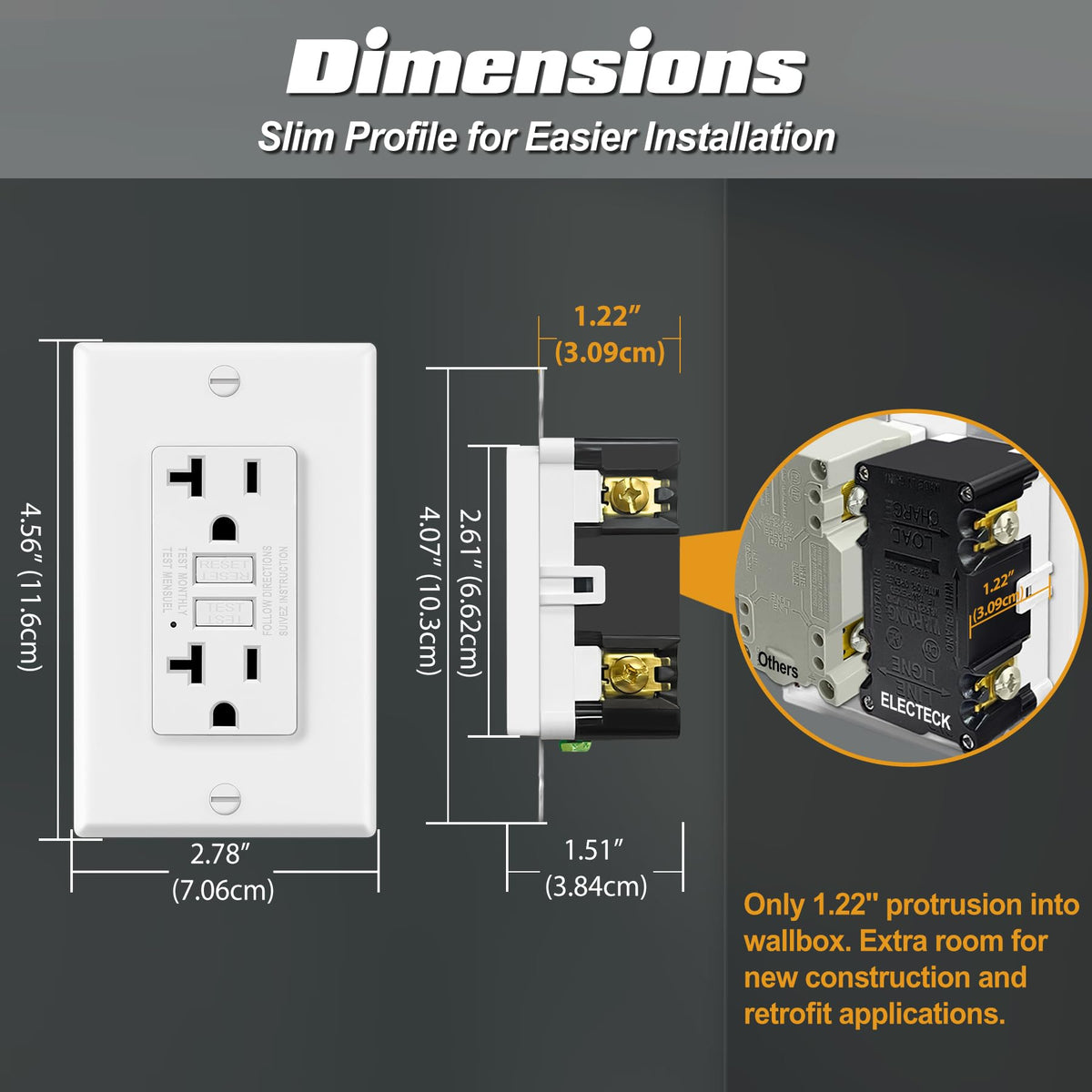 Electeck wall plate included for quick, polished installation