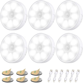Electight 6-pack motion sensor light on stairs illuminates steps safely