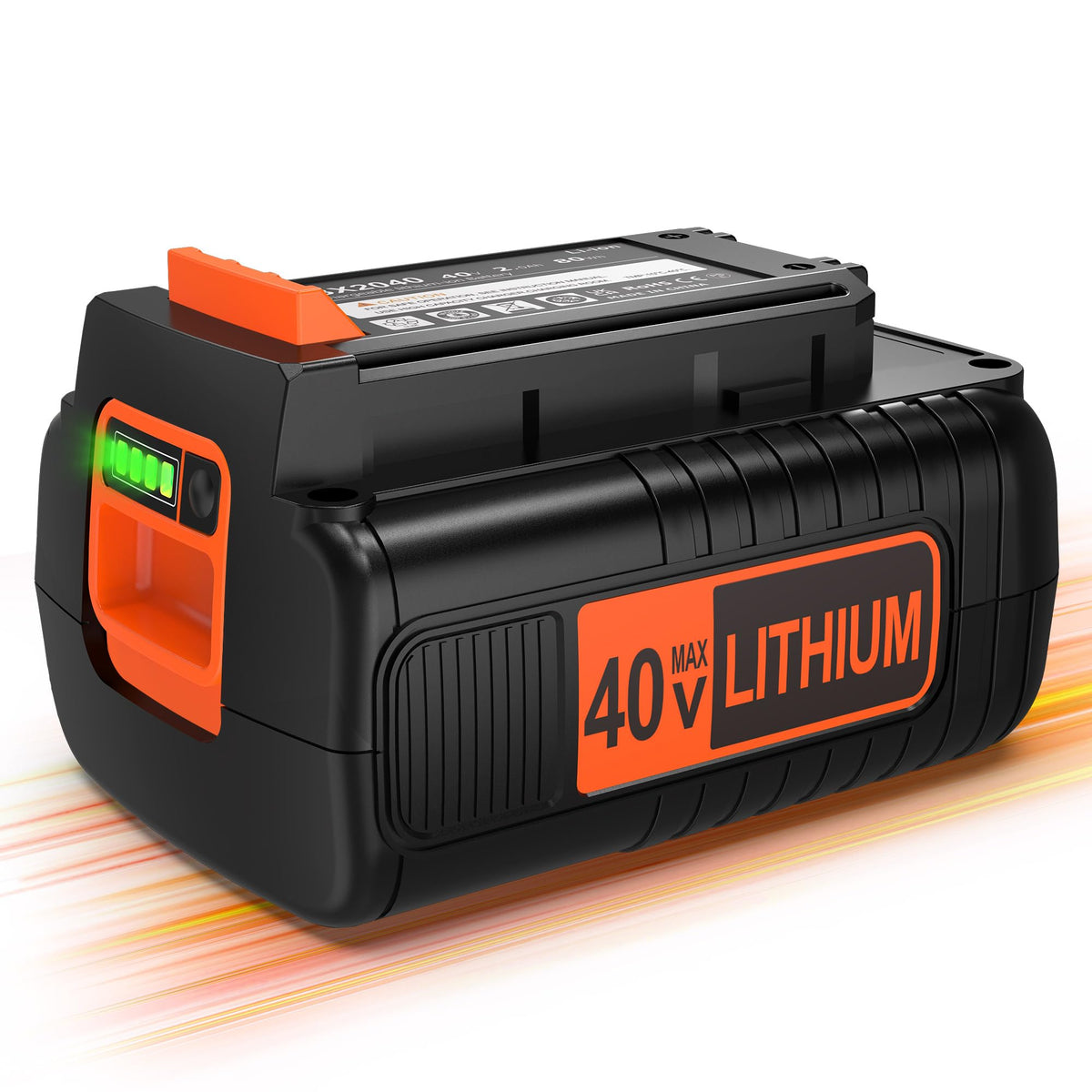 ELECtrysium 40V Max 2.0Ah battery ready for Black & Decker Power+ tools.