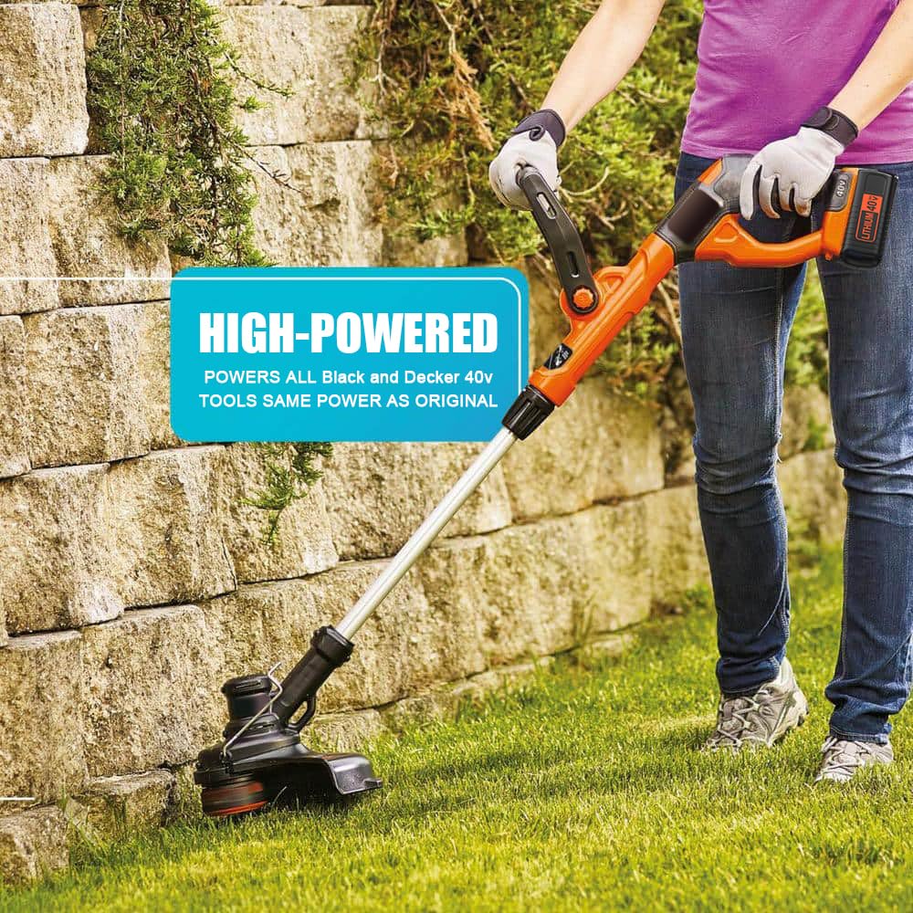 ELECtrysium battery inserted into a Black & Decker tool for compatibility.