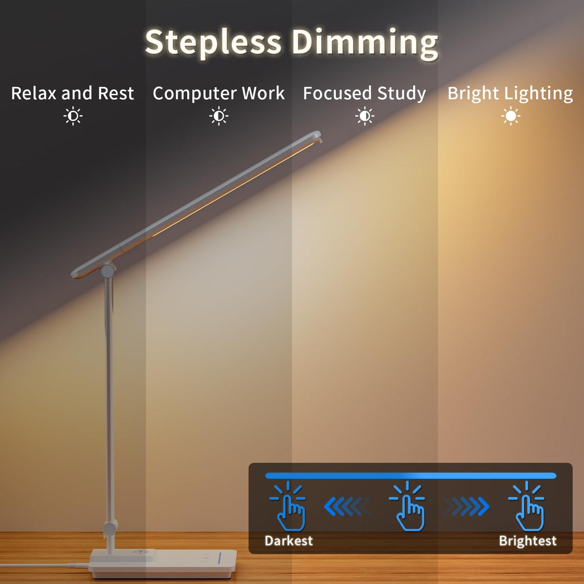 ELECTRI LED Desk Lamp three joints offer flexible positioning to reduce glare