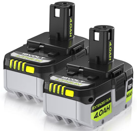 ELECtrysium 4Ah battery front view highlighting compact form for Ryobi tools