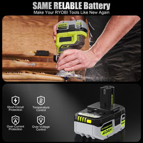 ELECtrysium P108 4Ah powering Ryobi 18V One+ tools in use