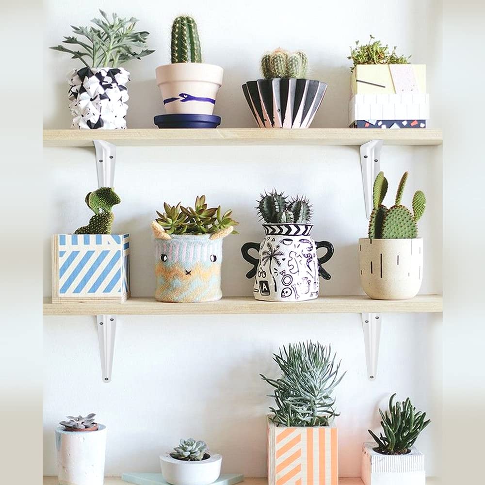 Industrial farmhouse style brackets enhance shelf display