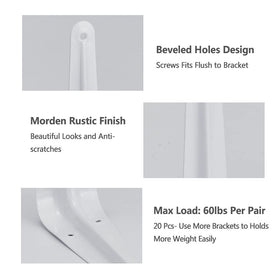 White finish Eledom brackets mount on wall for clean look