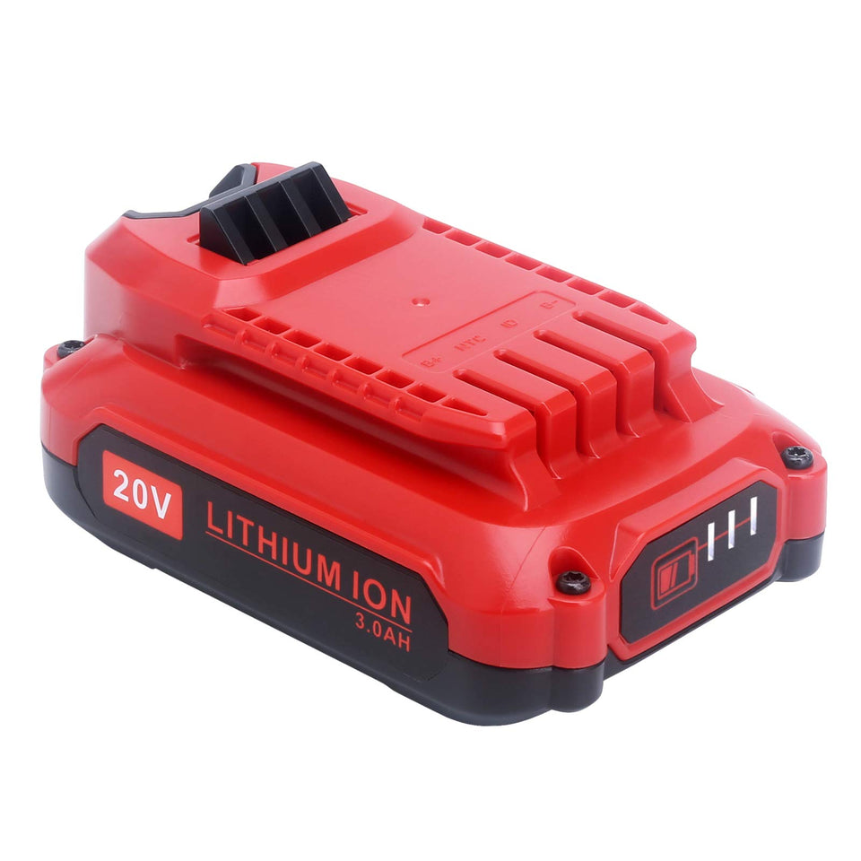 ELEFLY 20V battery front view highlights CMCB202 compatibility and extended runtime.