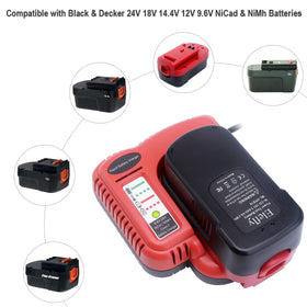 ELEFLY BDFC240 charging a 24V NiMH battery in a busy workshop.