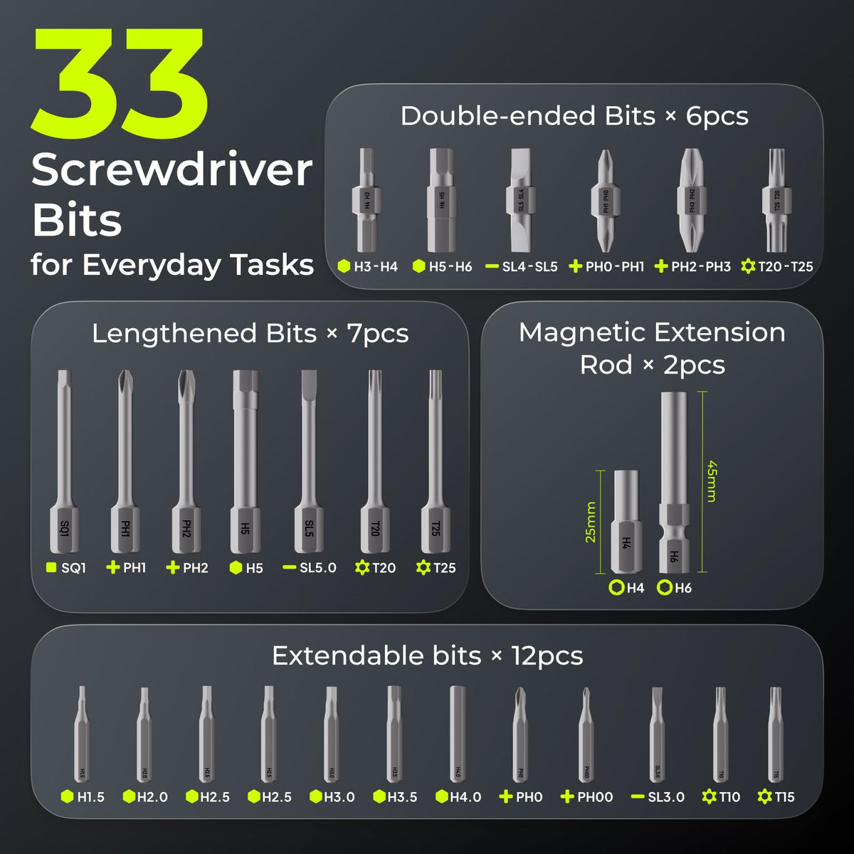 ELEGOO 33-bit magnetic set supports versatile repairs.