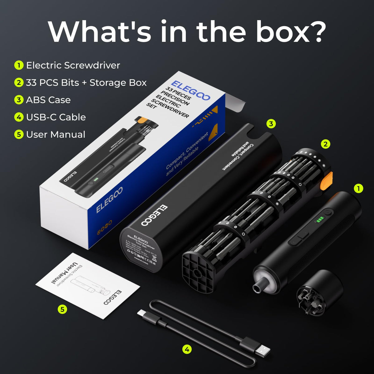 ELEGOO compact tool kit on workbench for easy access.