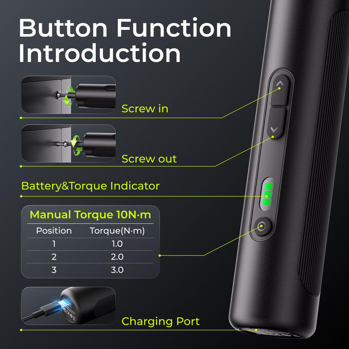 ELEGOO torque settings dial lets you choose tightening levels.