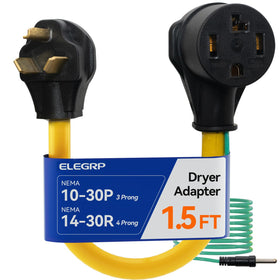 ELEGRP 1.5ft dryer adapter cord offers compact reach for tight spaces.