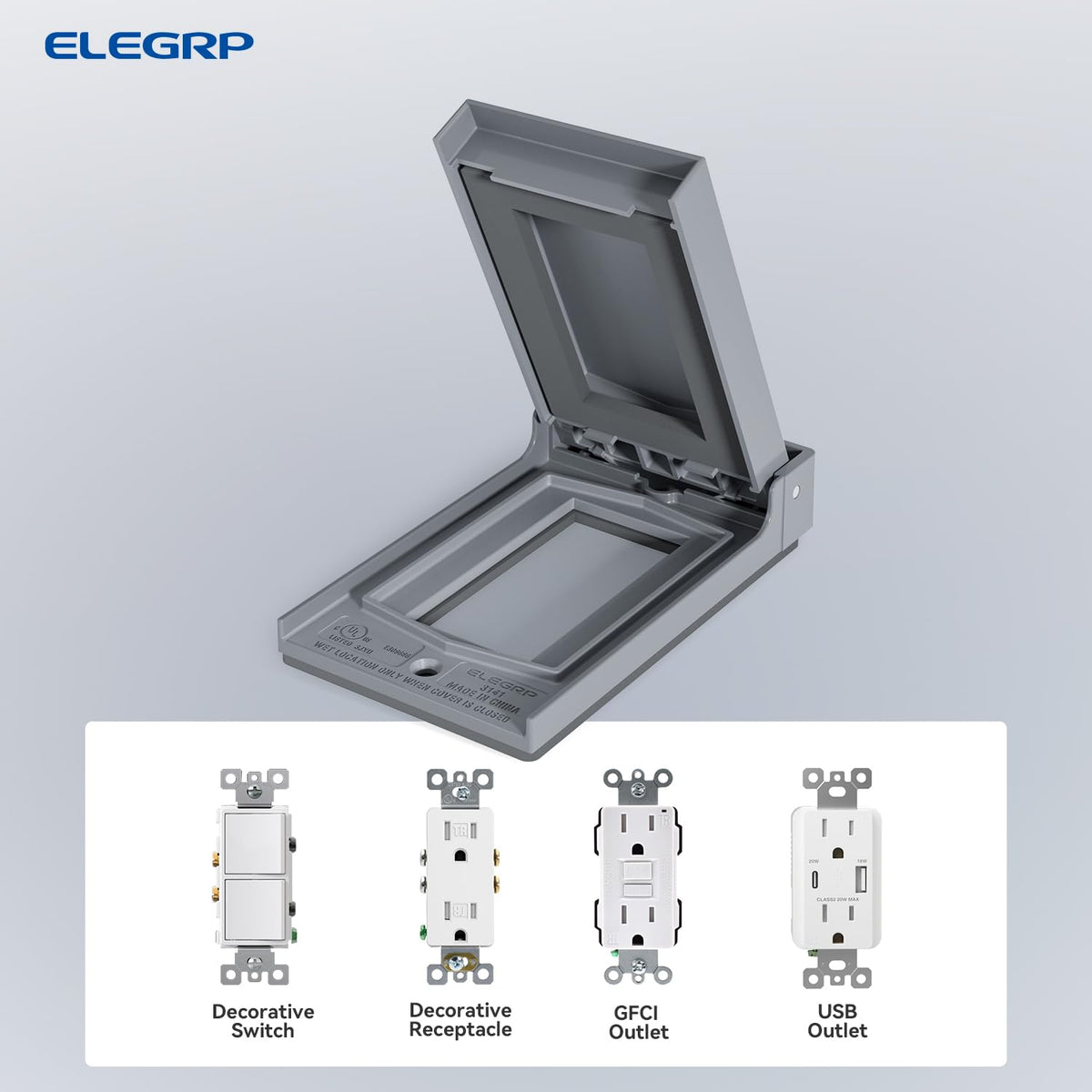 ELEGRP 1-gang wall plate replacement in grey for easy upgrades