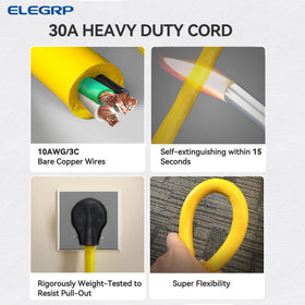 ELEGRP 10awg STW heavy-duty cord emphasizes durability.