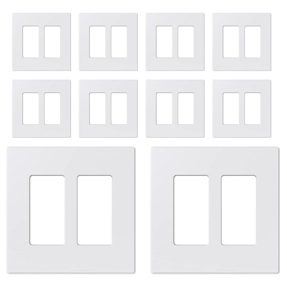 ELEGRP 2-Gang screwless faceplate in matte white for a seamless wall look and modern upgrade