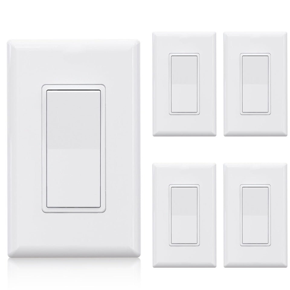 ELEGRP 3 Way Decorator Switch front view in gloss white for multi-location control