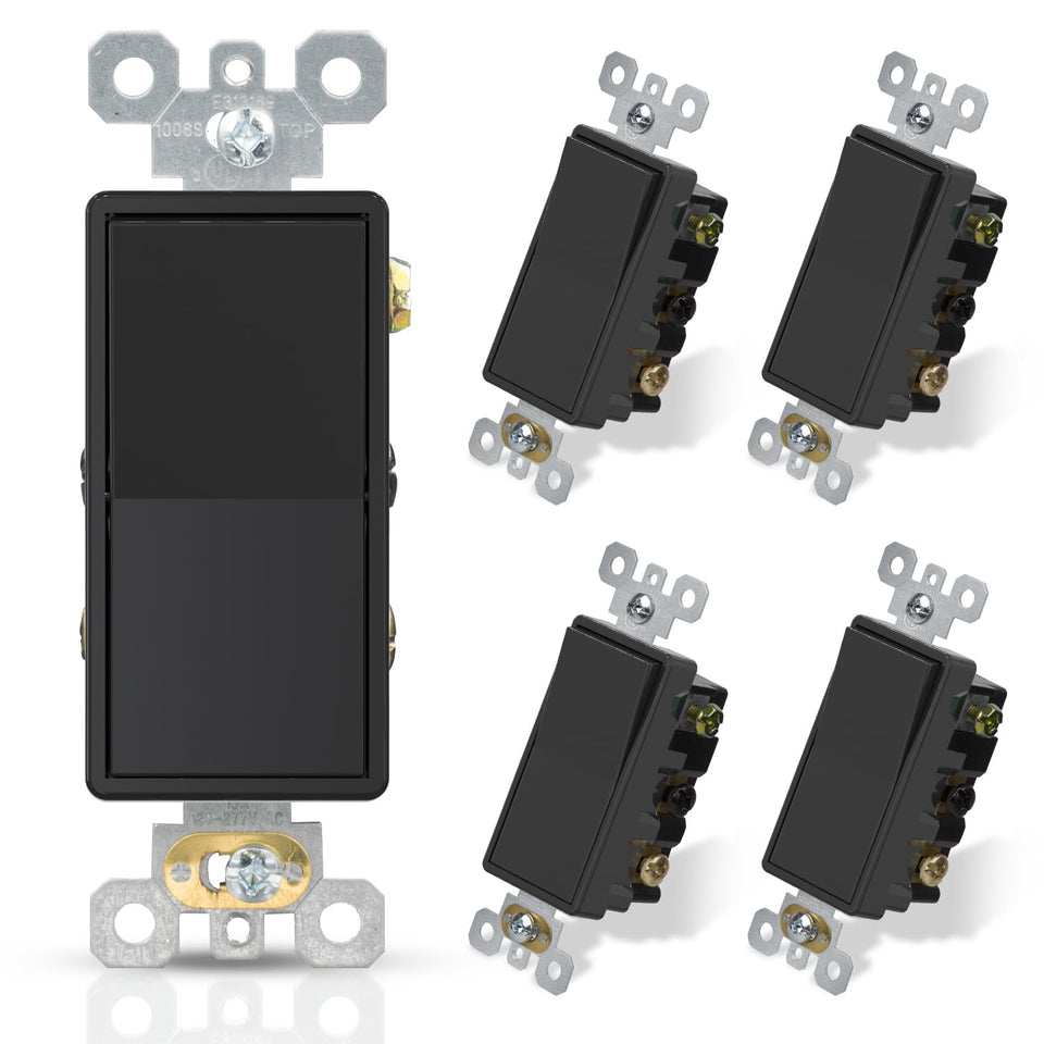 ELEGRP 4 Way Decorator Switch paddle in glossy black for multi point control