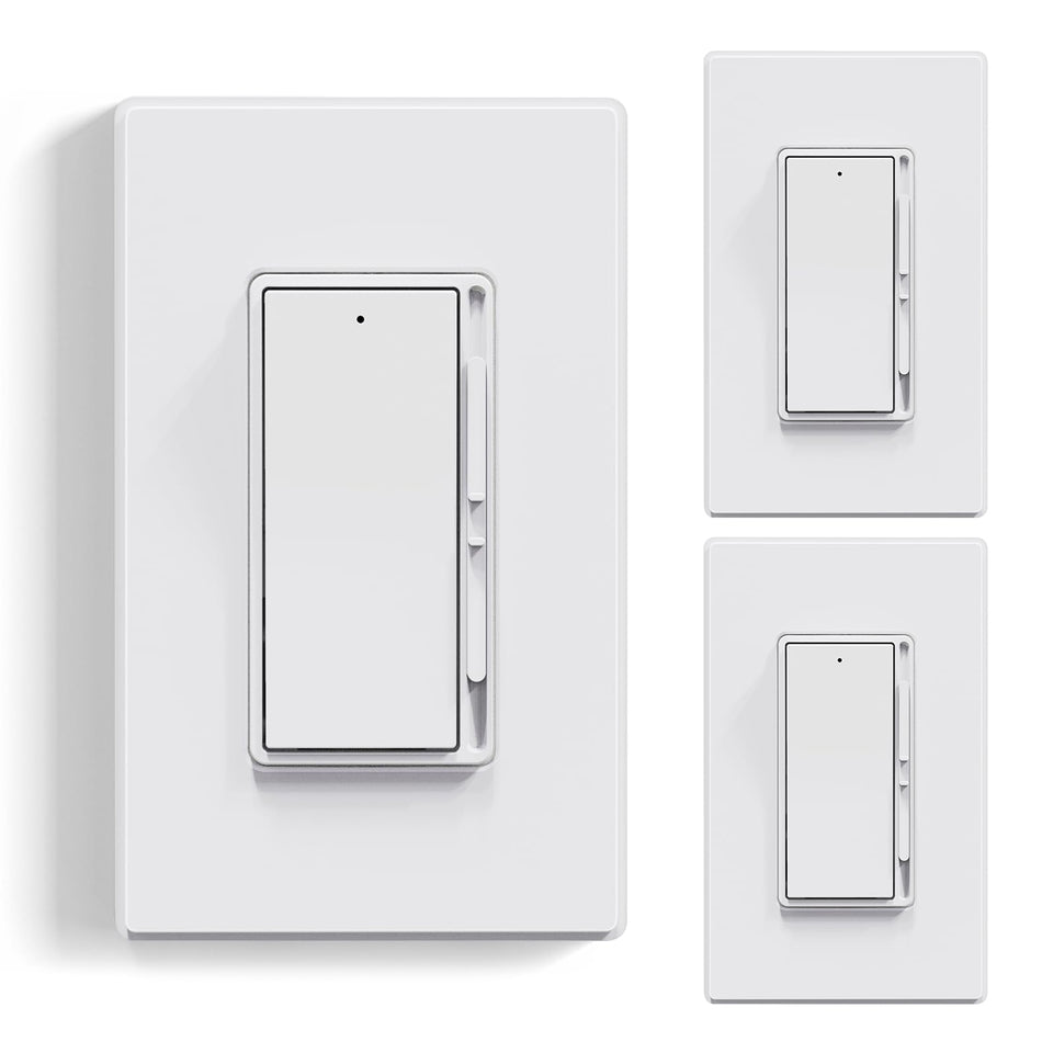 ELEGRP digital dimmer switch front view for precise LED dimming in living spaces.