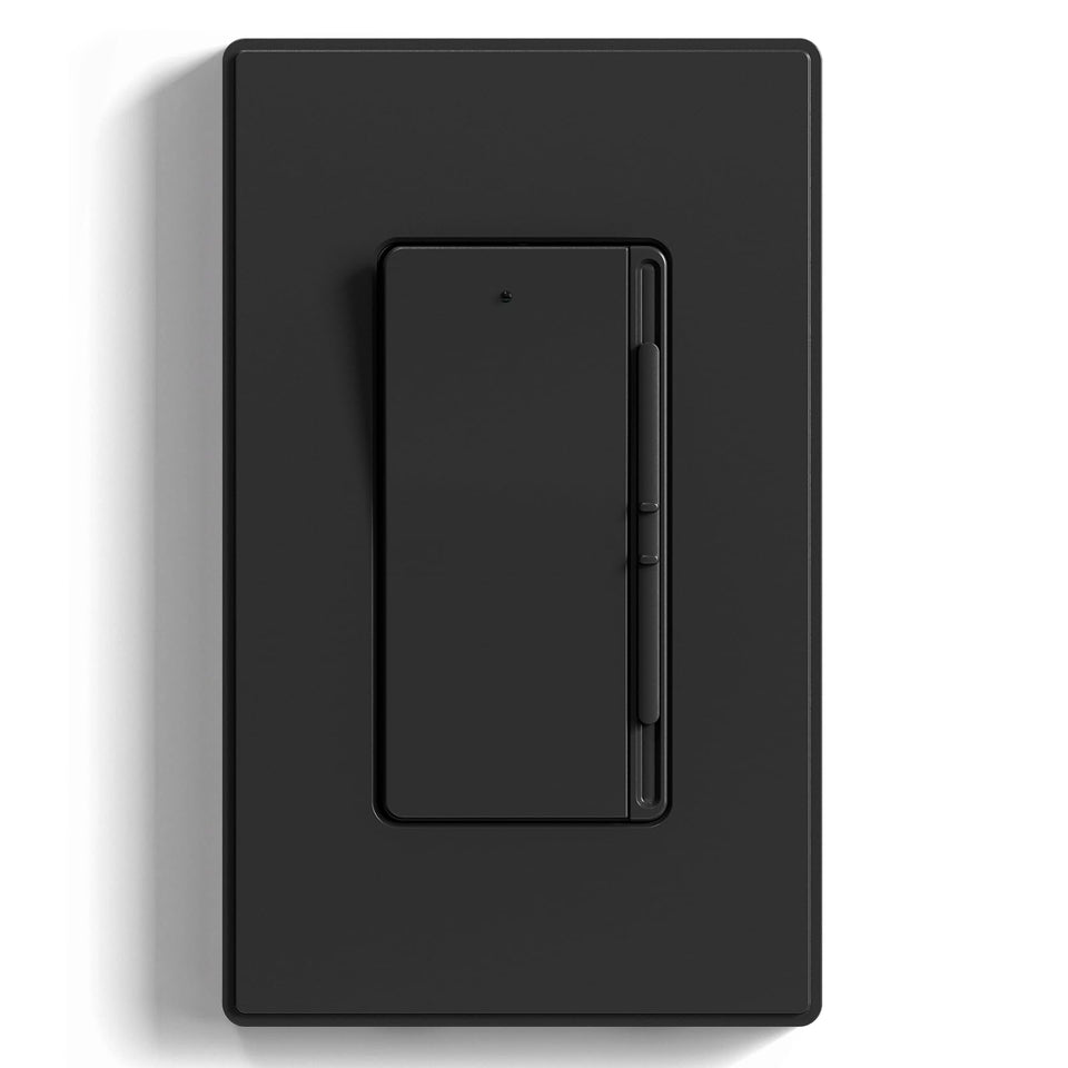 ELEGRP Digital Slide Dimmer switch close-up with matte black finish for modern walls.