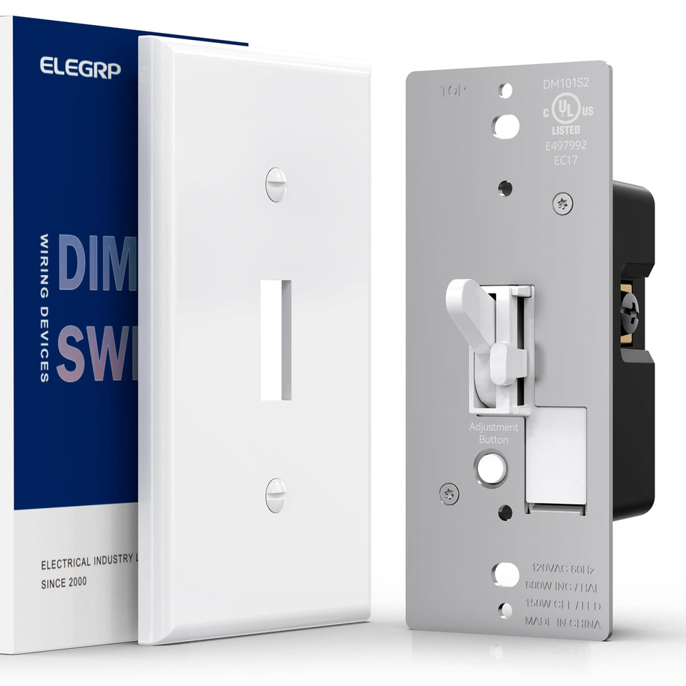ELEGRP digital toggle dimmer switch front view for smooth LED dimming and precise control