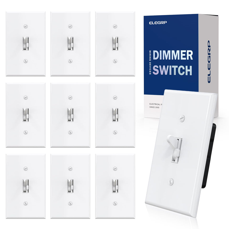 ELEGRP digital toggle dimmer with wall plate included for quick, clean installation.