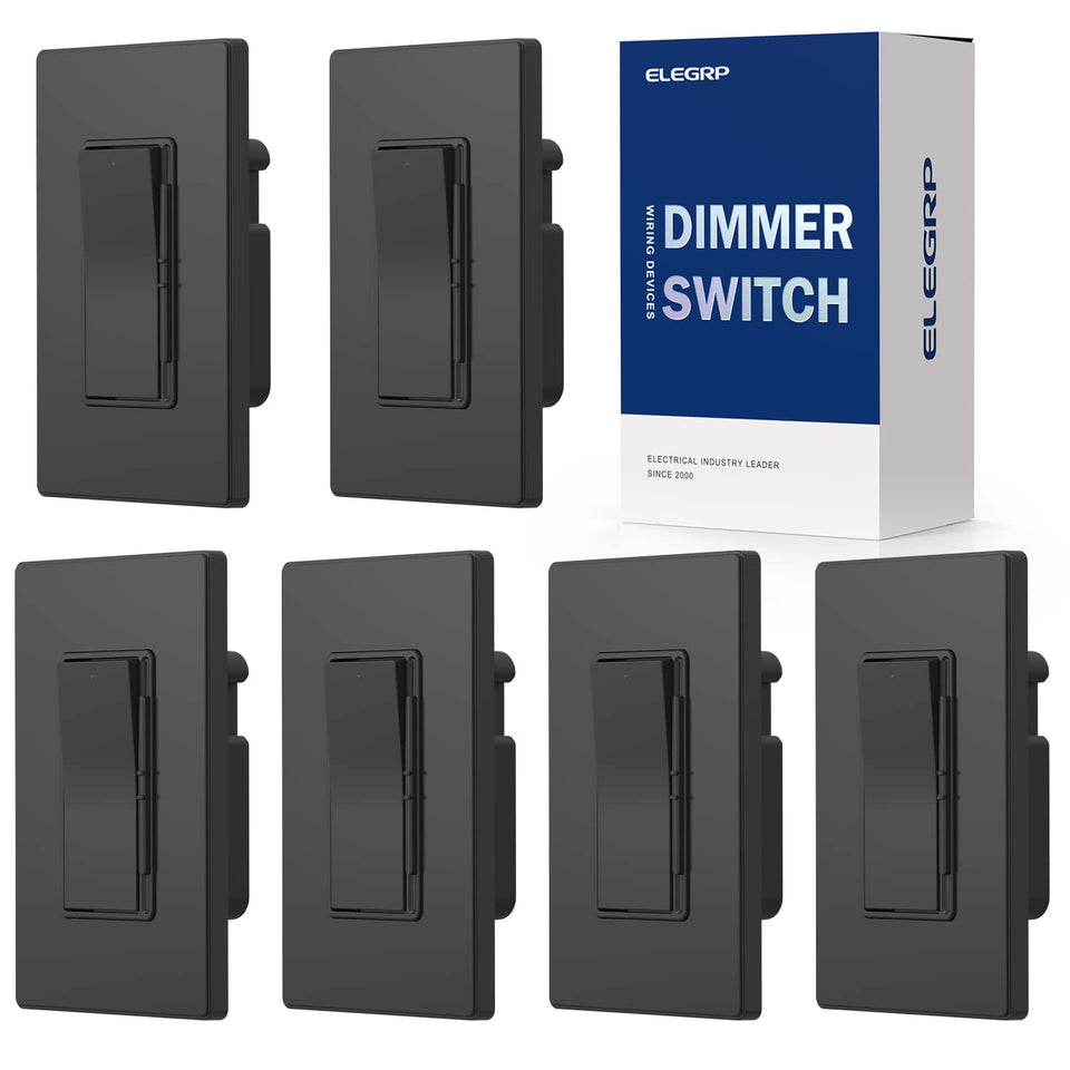 ELEGRP dimmer switch front view in matte black for precise lighting control