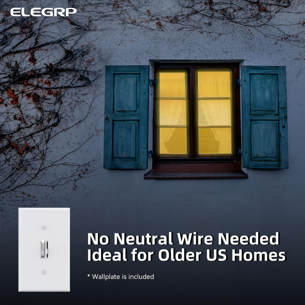 ELEGRP dimmer switch smooth fade-on action for gentle lighting transitions