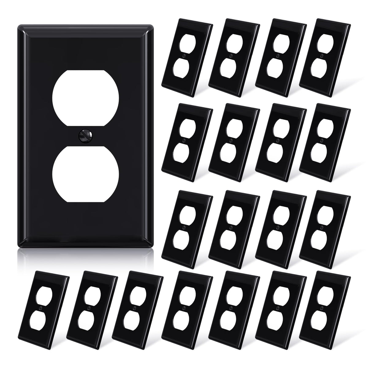 ELEGRP duplex outlet cover made of unbreakable polycarbonate for lasting durability.