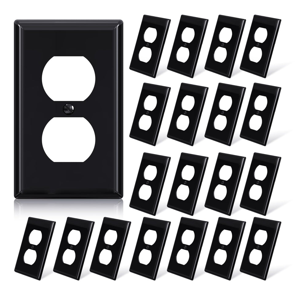 ELEGRP duplex outlet cover made of unbreakable polycarbonate for lasting durability.