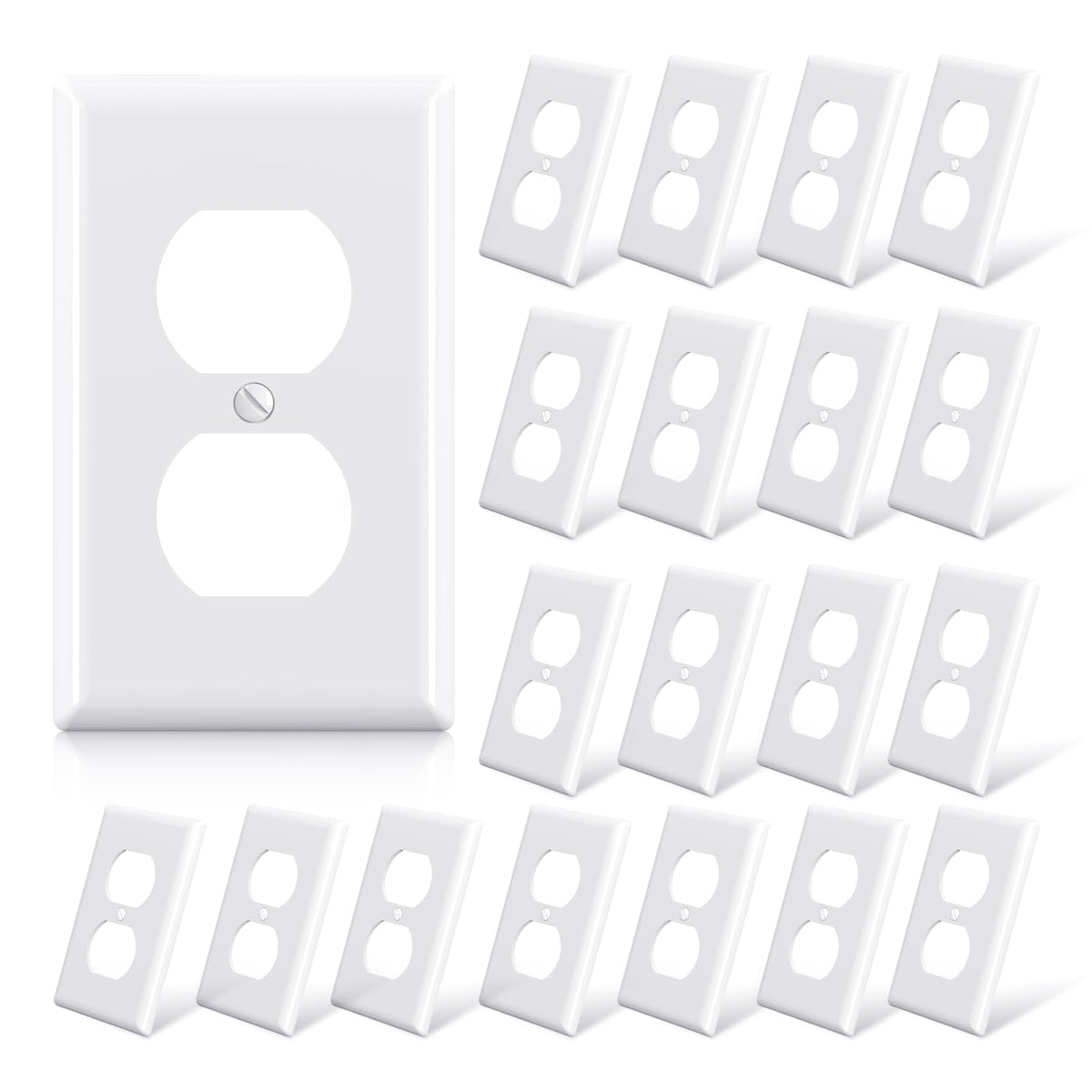 ELEGRP duplex receptacle cover in glossy white offers durable protection and easy maintenance