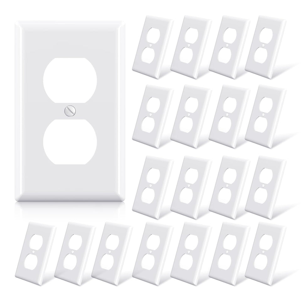 ELEGRP duplex receptacle cover in glossy white offers durable protection and easy maintenance