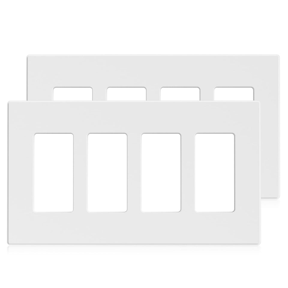 ELEGRP four-gang screwless faceplate mid-size for a clean, coordinated wall outlet look.