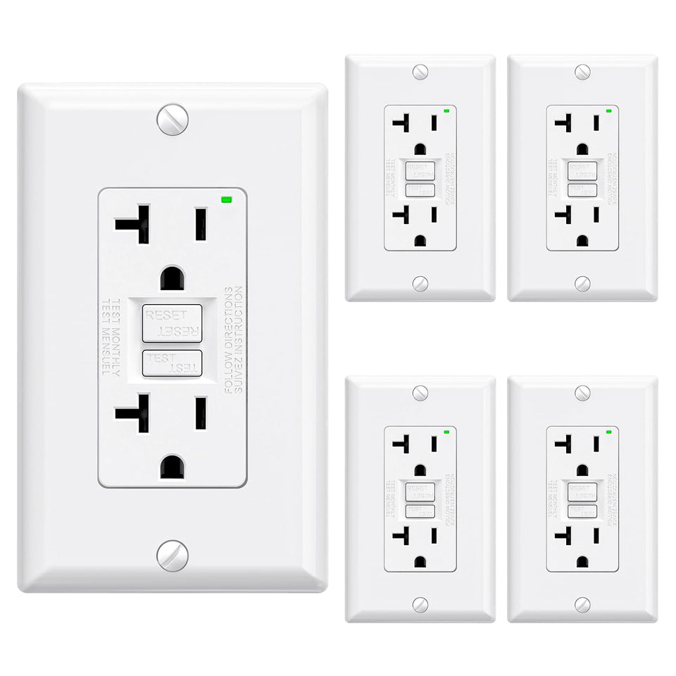 ELEGRP GFCI outlet 20-amp with self-test indicator for enhanced safety