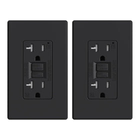 ELEGRP GFCI outlet front view with slim profile for easy installation.