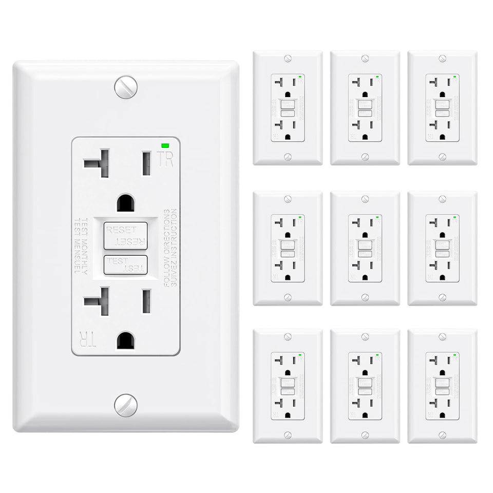 ELEGRP GFCI outlet front view highlights compact design for tight spaces